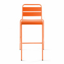 Chaise haute ORANGE en métal avec dossier