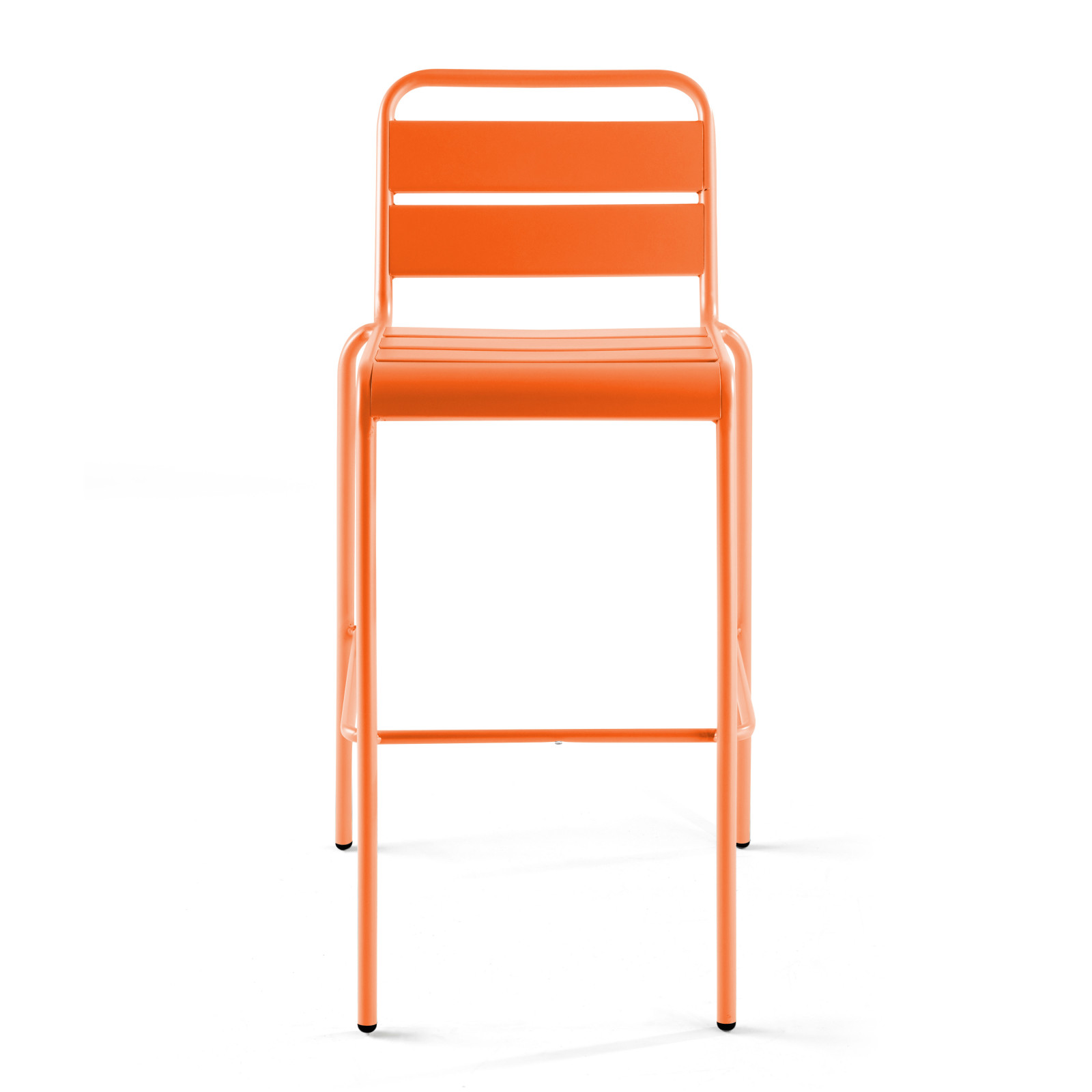 Chaise haute ORANGE en métal avec dossier