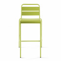 Chaise haute VERTE en métal avec dossier