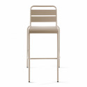 Chaise haute TAUPE en métal avec dossier