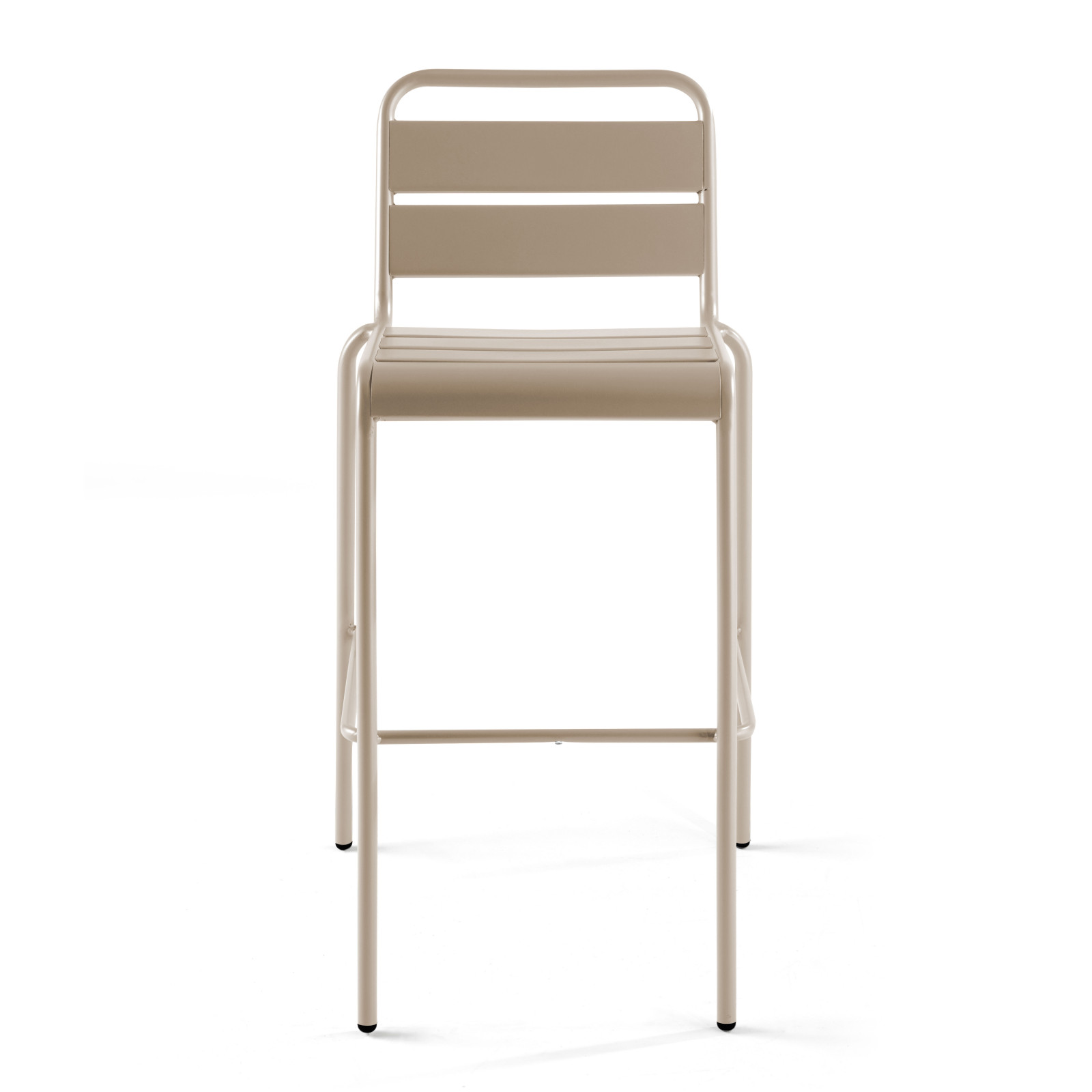 Chaise haute TAUPE en métal avec dossier