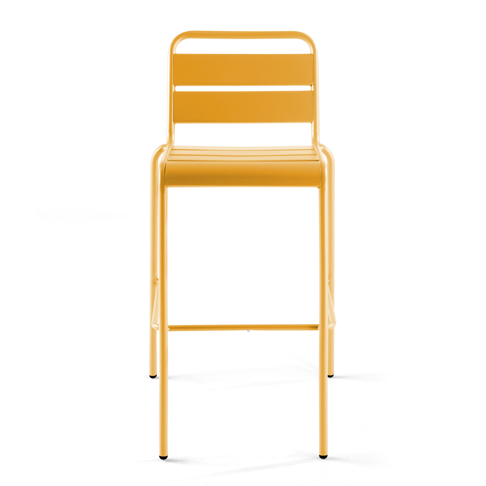 Chaise haute JAUNE en métal avec dossier