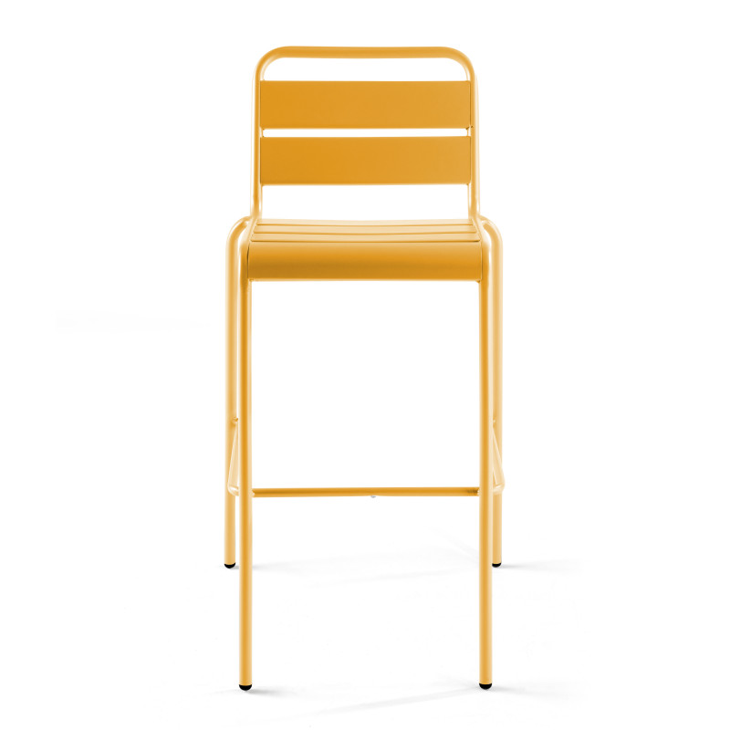 Chaise haute JAUNE en métal avec dossier (3/6)