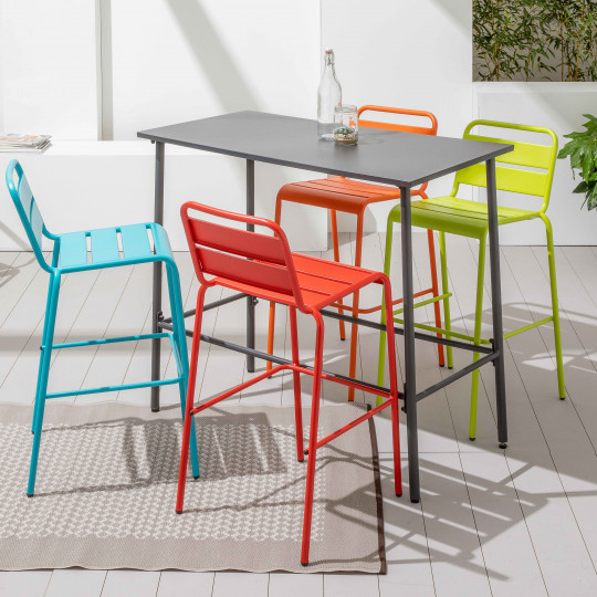 Tabouret extérieur en métal coloré empilable PALAVAS