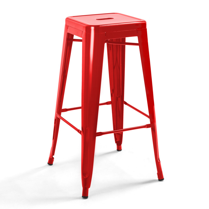 Tabouret en métal style indus ROUGE