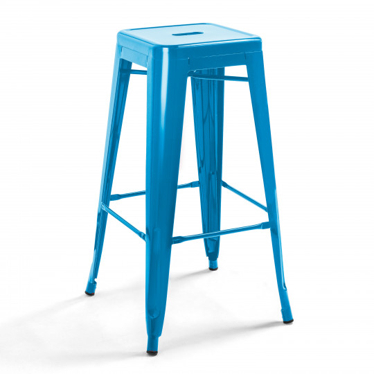 Tabouret en métal style indus BLEU