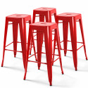 Lot de 4 tabourets indus ROUGE