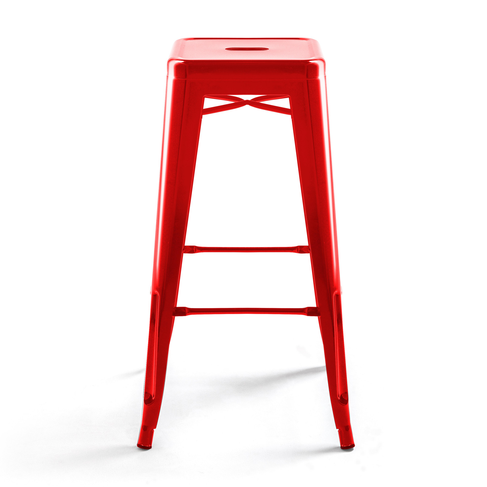 Tabouret en métal ROUGE style TOLIX