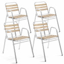 Lot de 4 fauteuils de jardin bois et aluminium