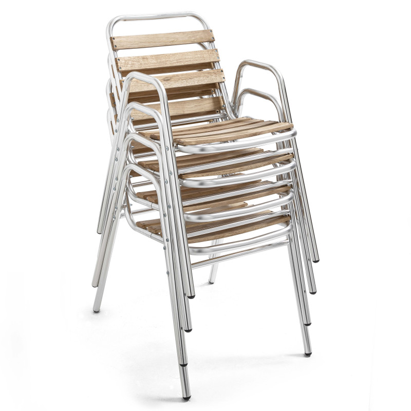 Chaise emplable café bistro bois et alu Chaise emplable café bistro bois et alu