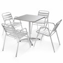 Table carrée en aluminium et 4 chaises de terrasse grises Table carrée en aluminium et 4 chaises de terrasse grises
