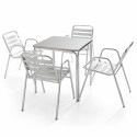 Table carrée bistro CHR et 4 fauteuils alu empilable Table carrée bistro CHR et 4 fauteuils alu empilable