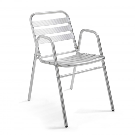 Fauteuil de terrasse en aluminium gris