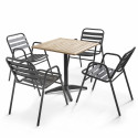Table de terrasse en bois et 4 chaises en aluminium GRISES