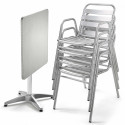 Table carrée terrasse CHR et 4 fauteuils empilables en aluminium
