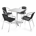 Table carrée CHR et 4 chaises noires Table carrée CHR et 4 chaises noires
