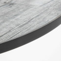 Table bistro ronde métal et céramique effet bois gris