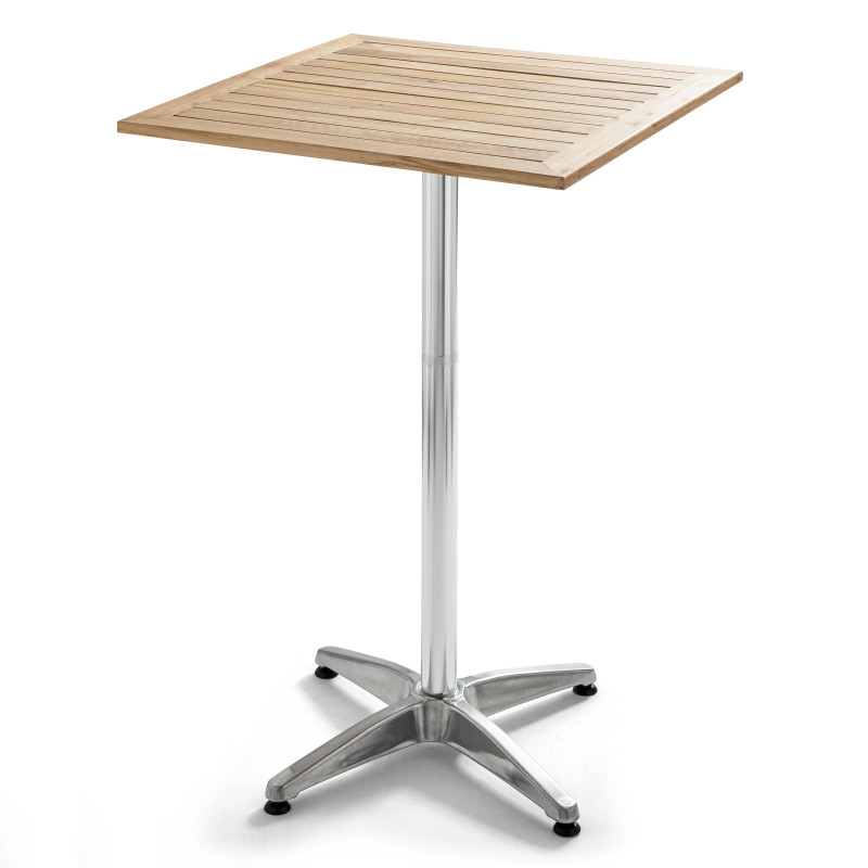 Table mange debout carrée aluminium et bois