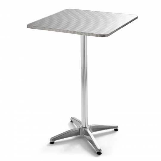 Table haute mange debout carrée en aluminium