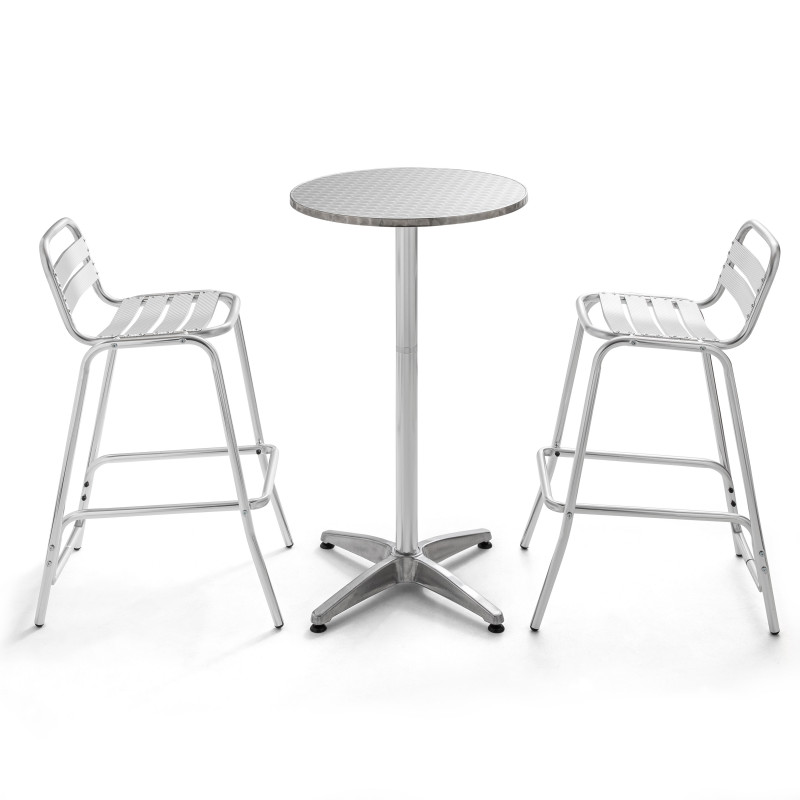 Table mange debout ronde et 2 tabourets CHR