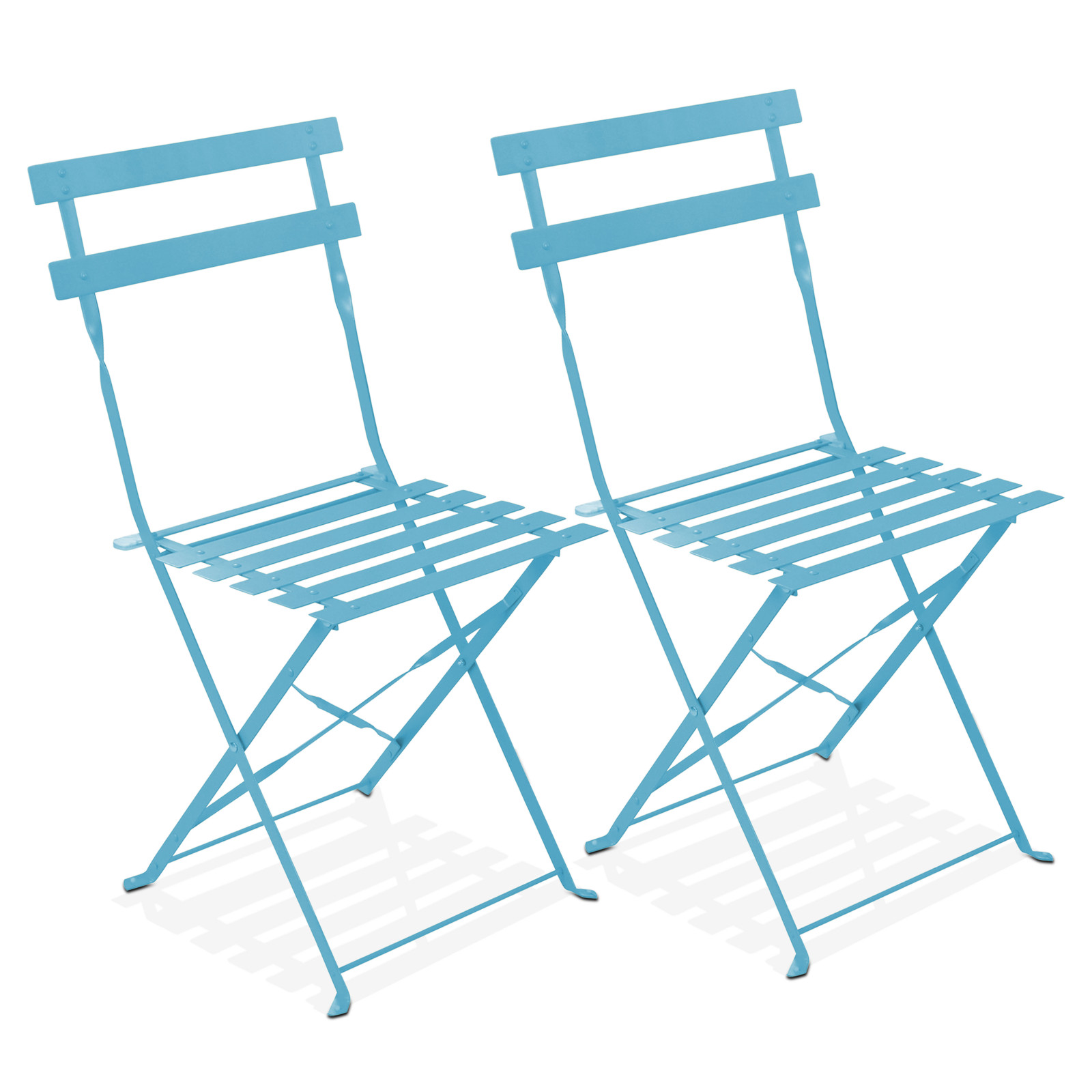 Lot de 2 chaises de jardin bleues en métal