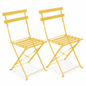 Lot de 2 chaises de jardin jaunes en métal