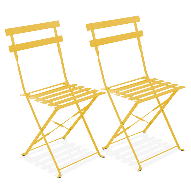 Lot de 2 chaises de jardin jaunes en métal