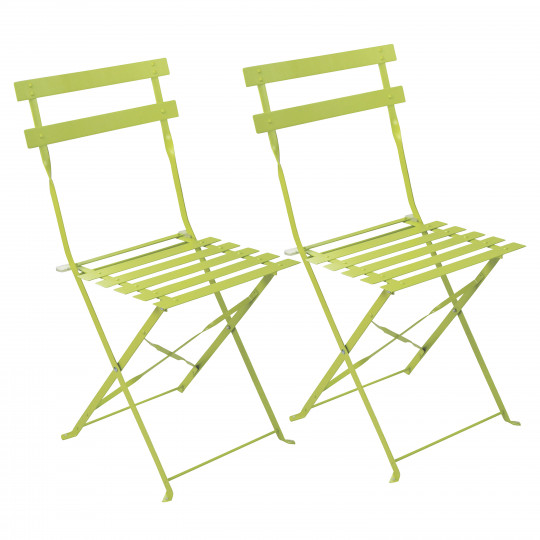 Lot de 2 chaises de jardin vertes en métal
