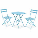 Ensemble table et chaises bistro pliant BLEU en métal