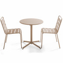 Ensemble table ronde avec plateau inclinable (⌀70 cm) et 2 chaises en métal (1/6)