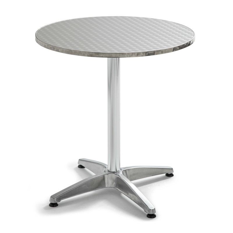 Table de terrasse ronde en aluminium avec plateau rabattable (70 x 70 x 73 cm) (1/6)