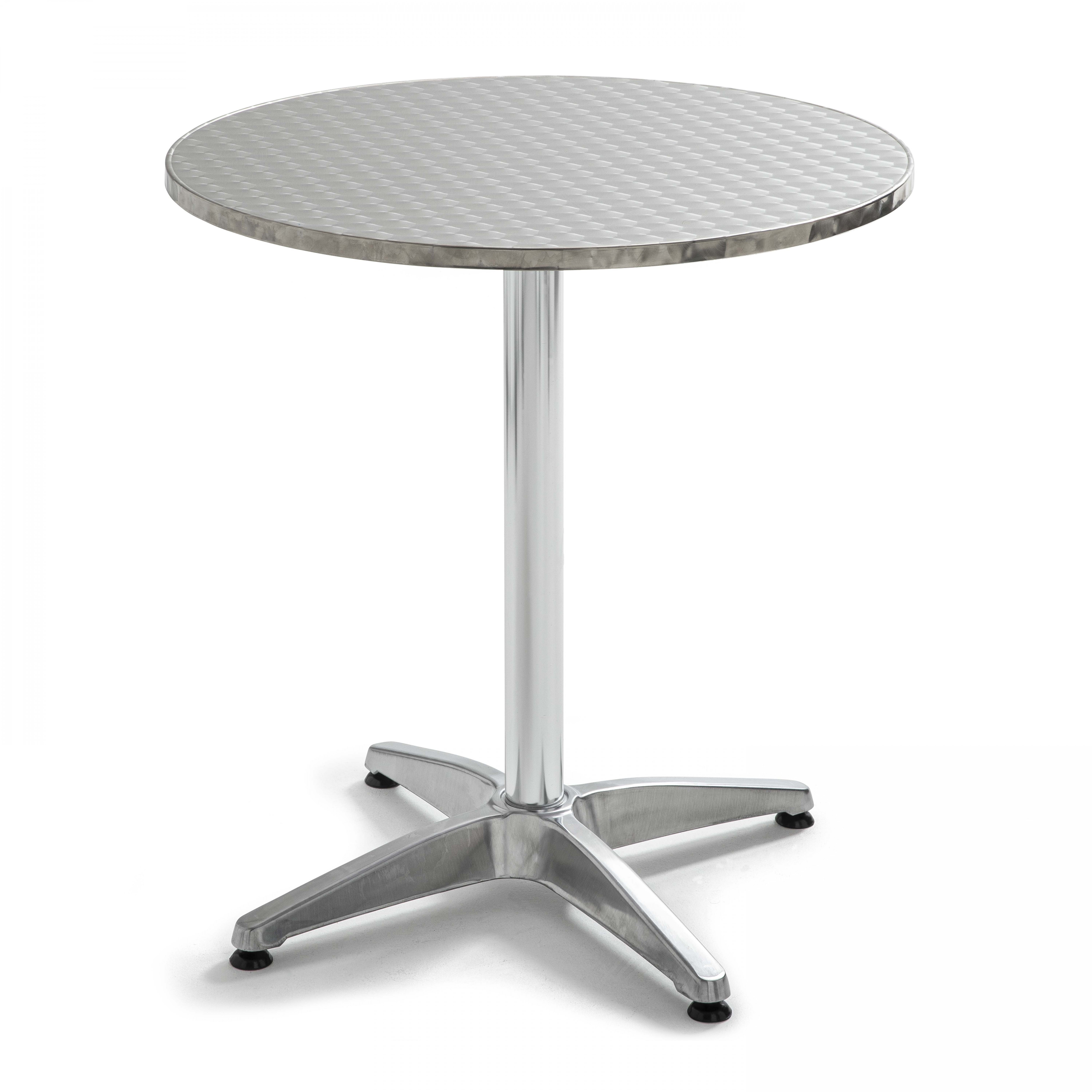 Table de terrasse de restaurant bistrot ronde inclinable en aluminium 4 personnes Ø70x72 cm