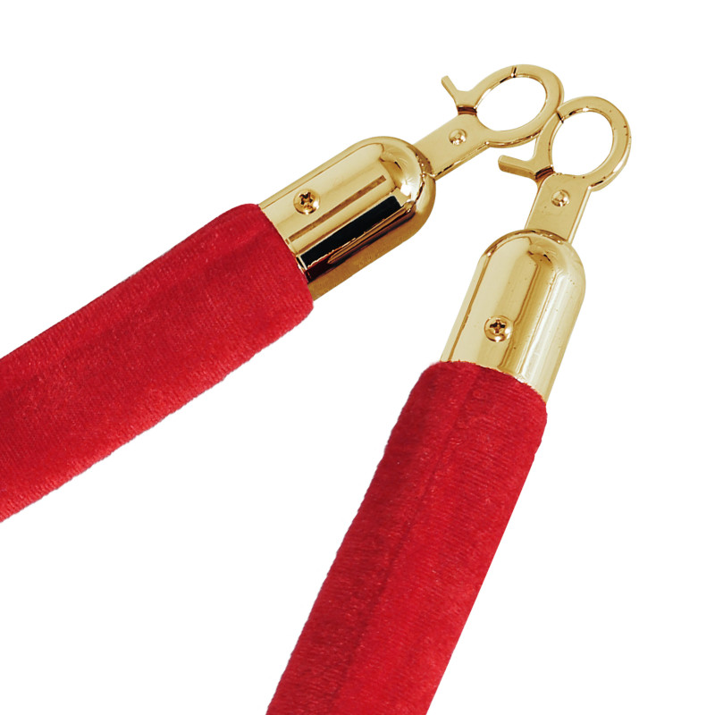 Cordon pour poteaux de guidage en velours rouge et attache dorée (1/3)