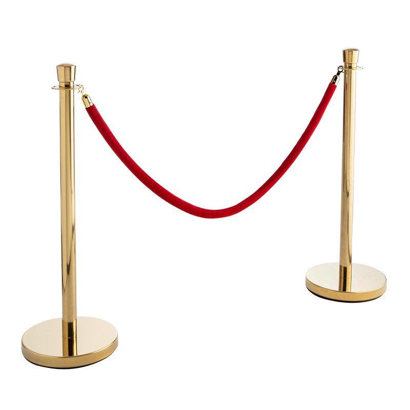 Cordon pour poteaux de guidage en velours rouge et attache dorée (3/3)