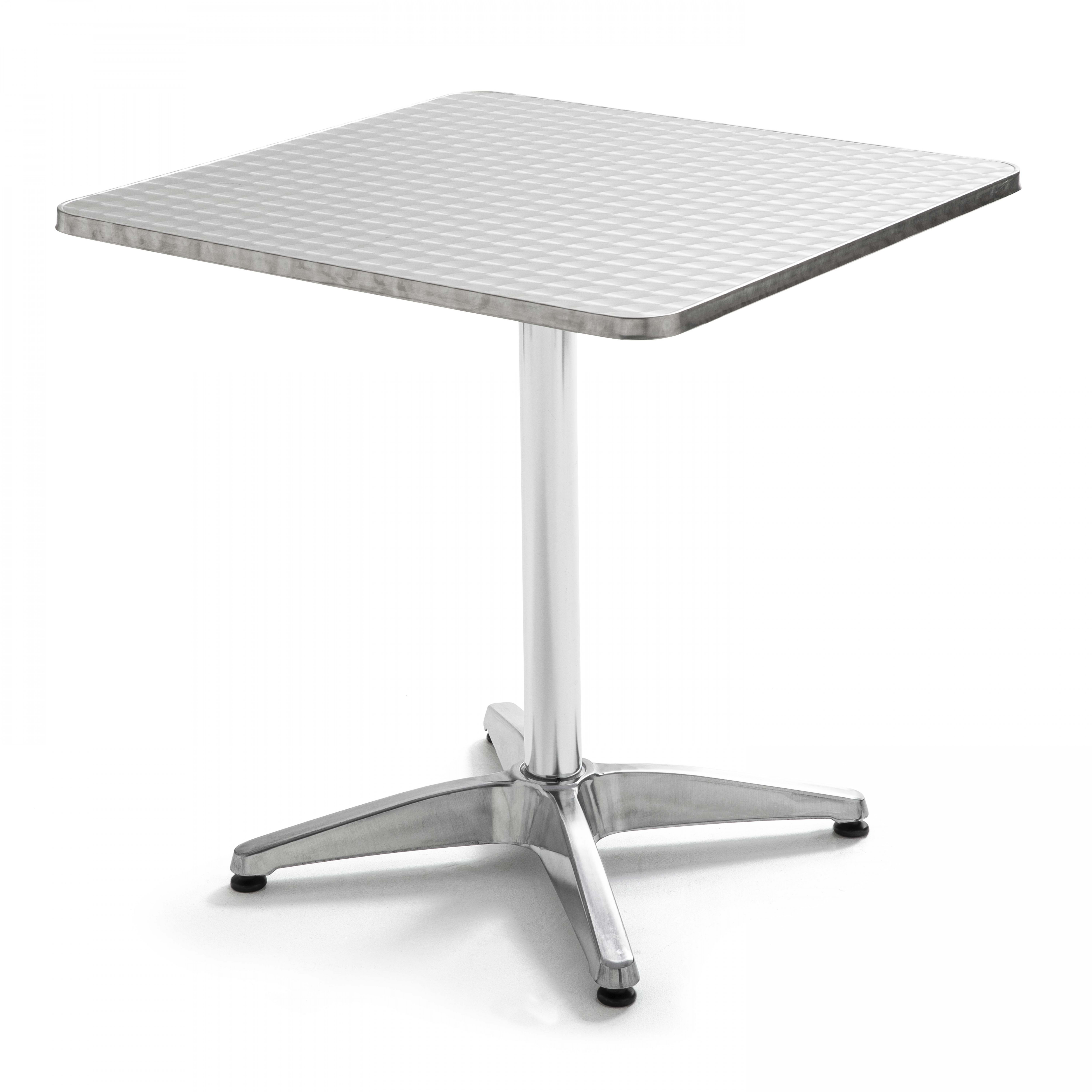 Table de terrasse de restaurant bistrot carrée inclinable en aluminium 4 personnes 70x70 cm
