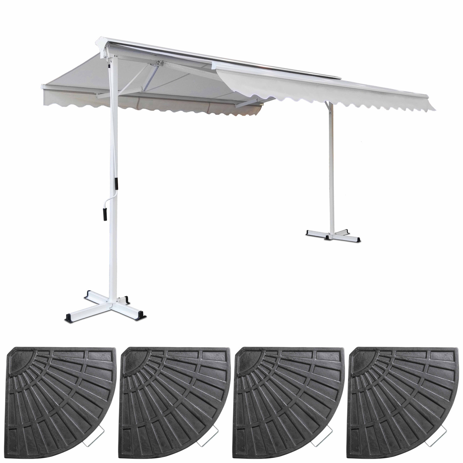 Store double pente et 4 dalles lestées avec coffre