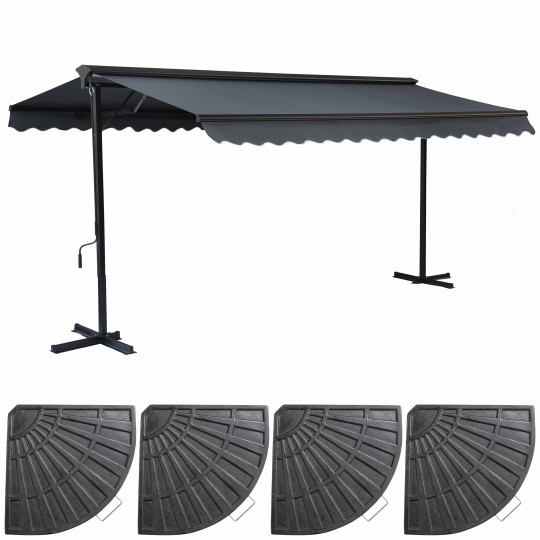 Store banne double pente 3 x 4 m sur pieds avec lestage | Mobeventpro