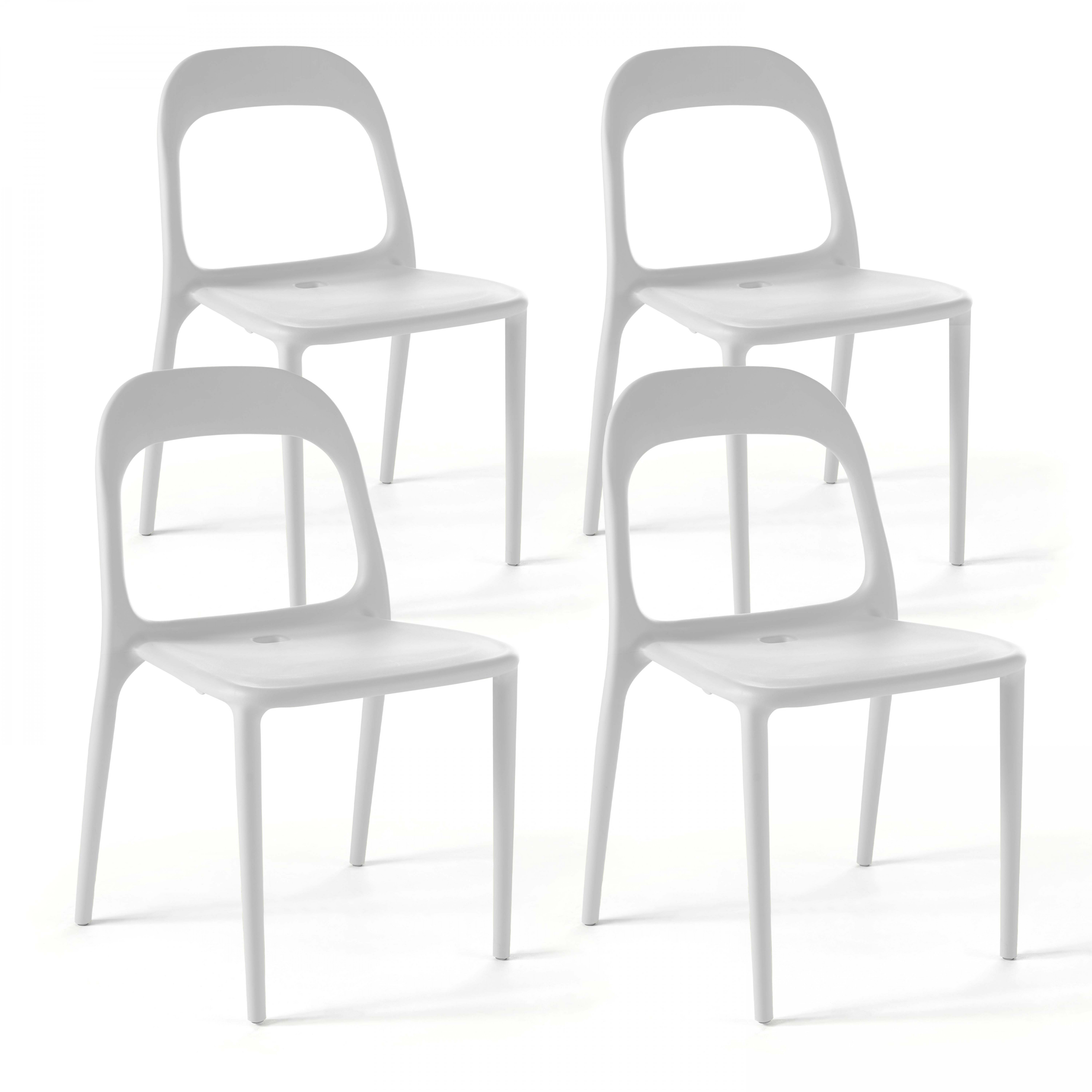 Chaises de terrasse de restaurant en polypropylène ajourée - Lot de 4 - Polypropylène