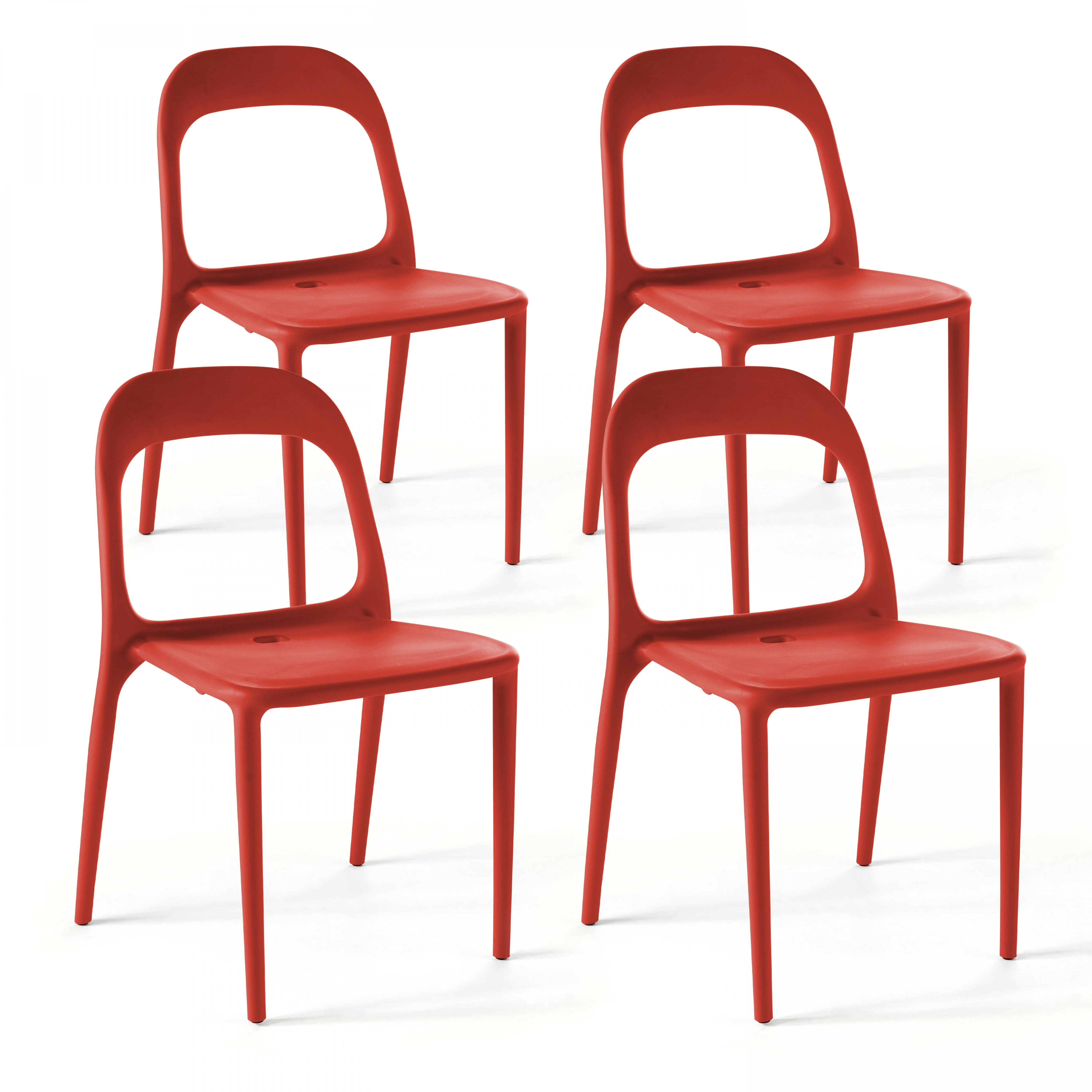 Chaises de terrasse de restaurant en polypropylène ajourée - Lot de 4 - Polypropylène