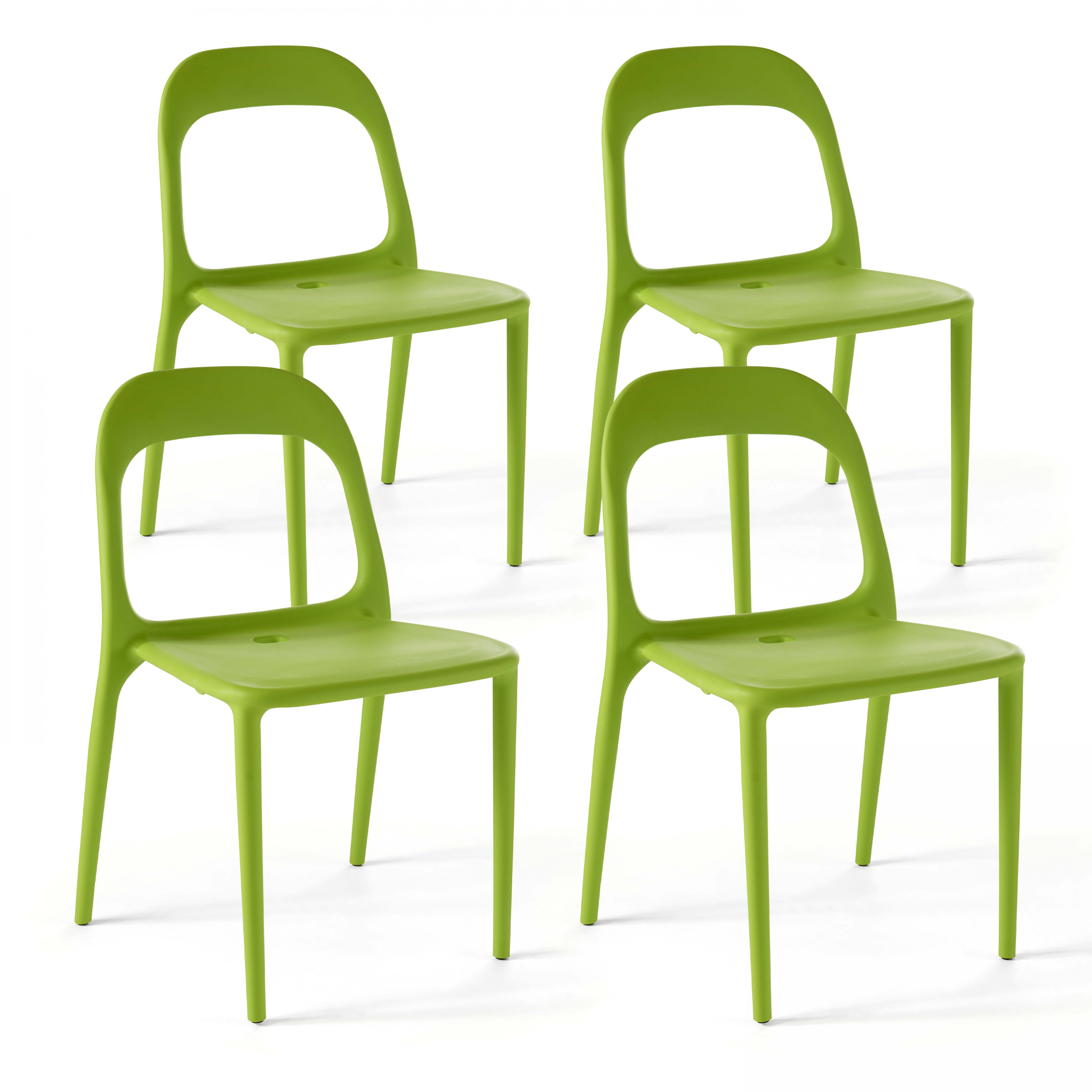 Chaises de terrasse de restaurant en polypropylène ajourée - Lot de 4 - Polypropylène