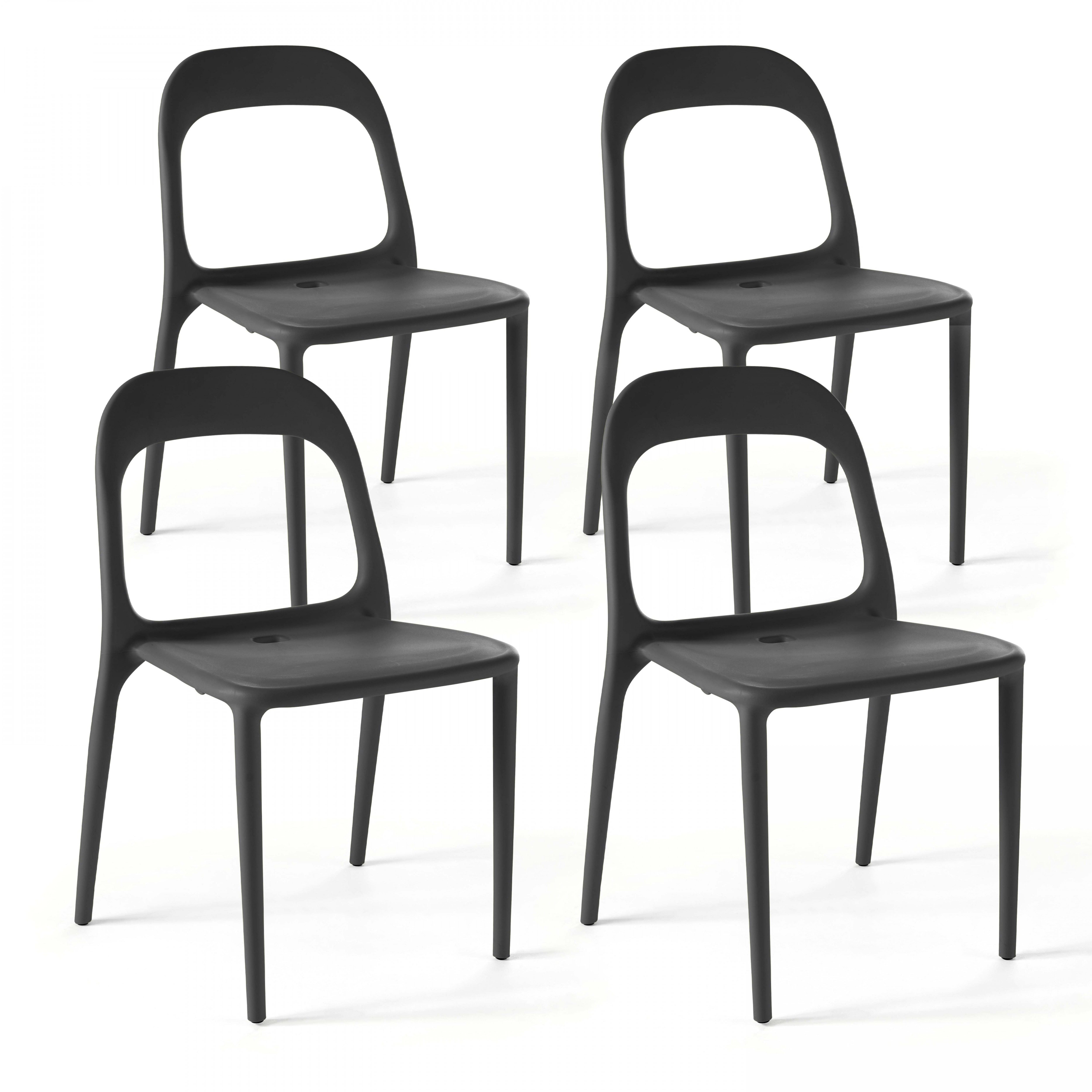 Chaises de terrasse de restaurant en polypropylène ajourée - Lot de 4 - Polypropylène