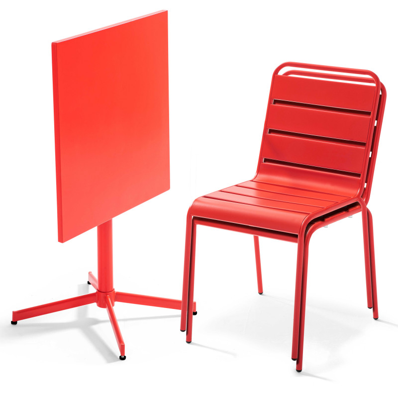 Ensemble table carrée avec plateau inclinable + 2 chaises