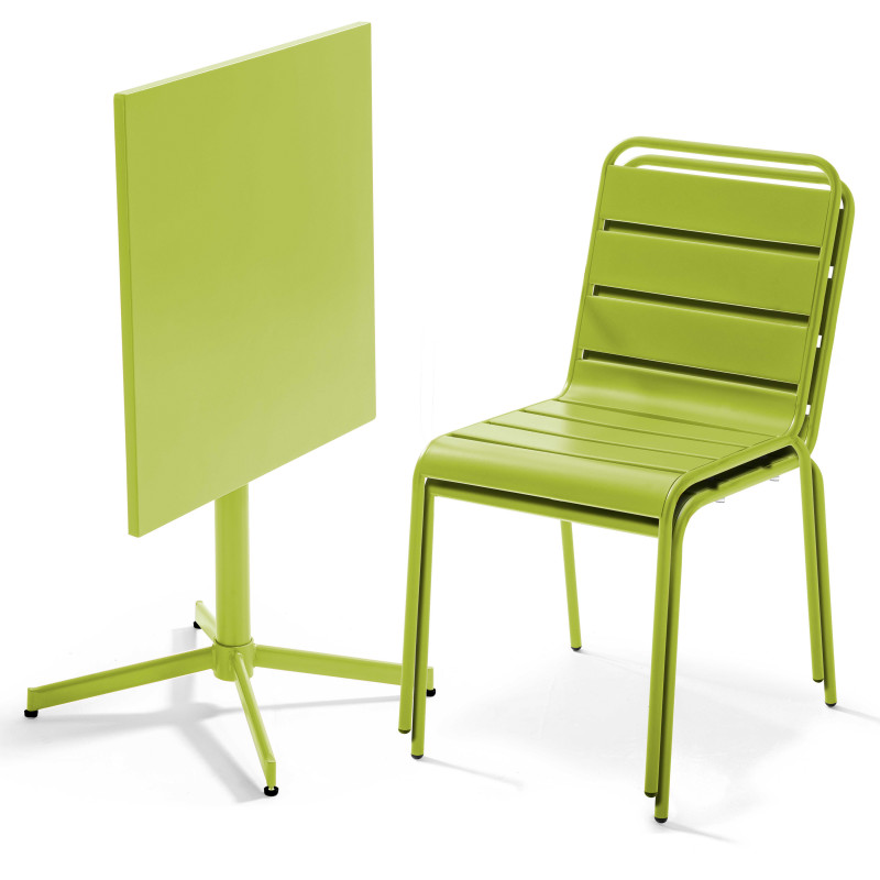 Ensemble table carrée avec plateau inclinable + 2 chaises
