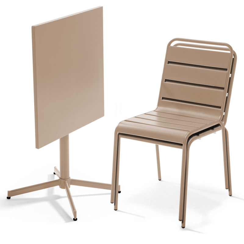 Ensemble table carrée avec plateau inclinable + 2 chaises