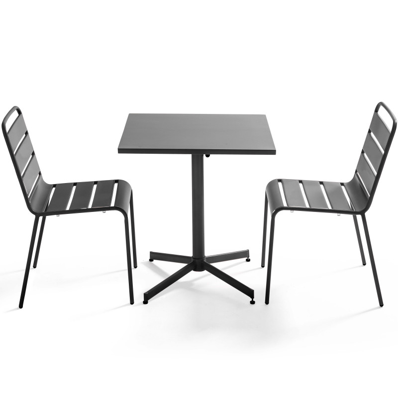 Ensemble table carrée avec plateau inclinable + 2 chaises
