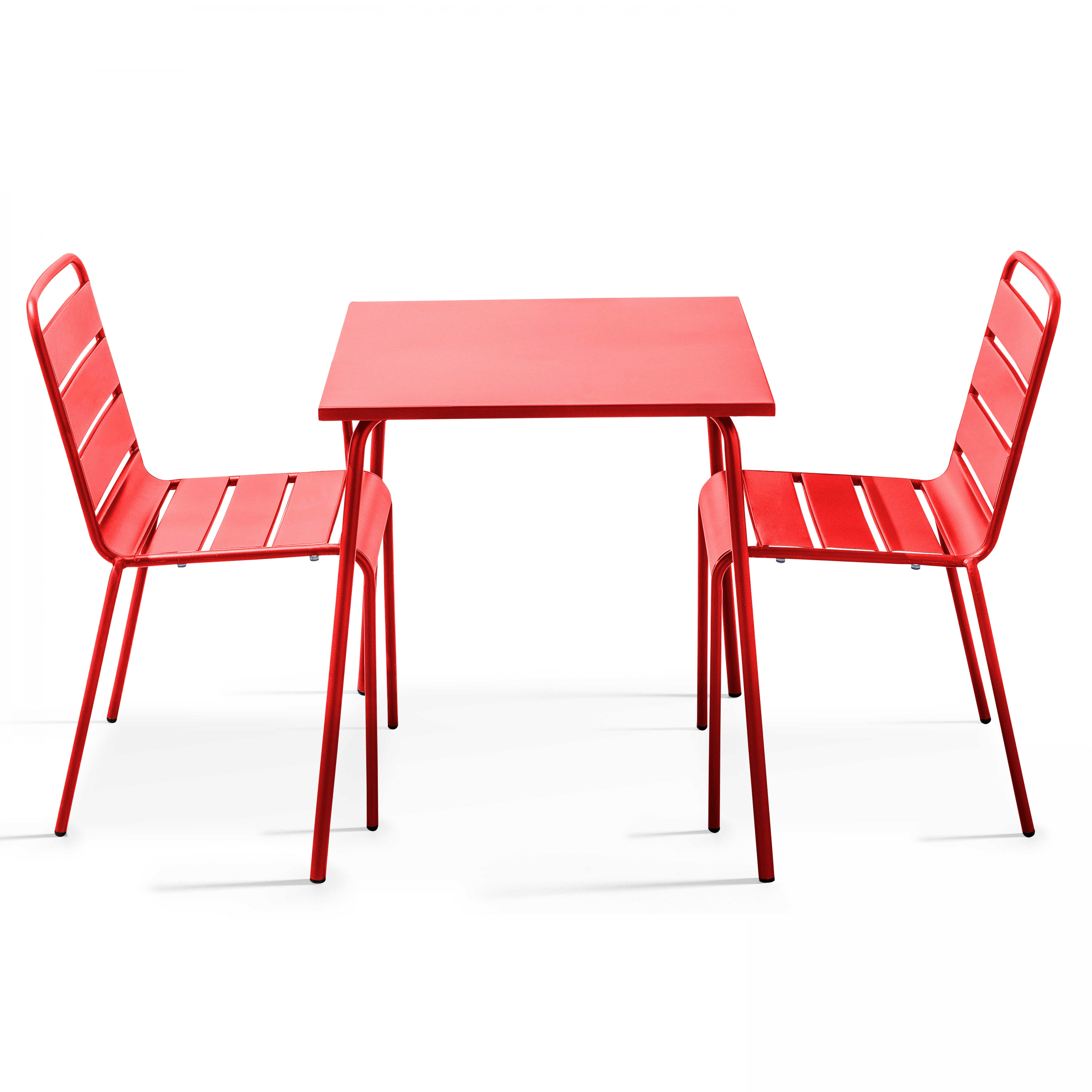 Table de terrasse bistrot carrée en métal 70x70 cm et 2 chaises