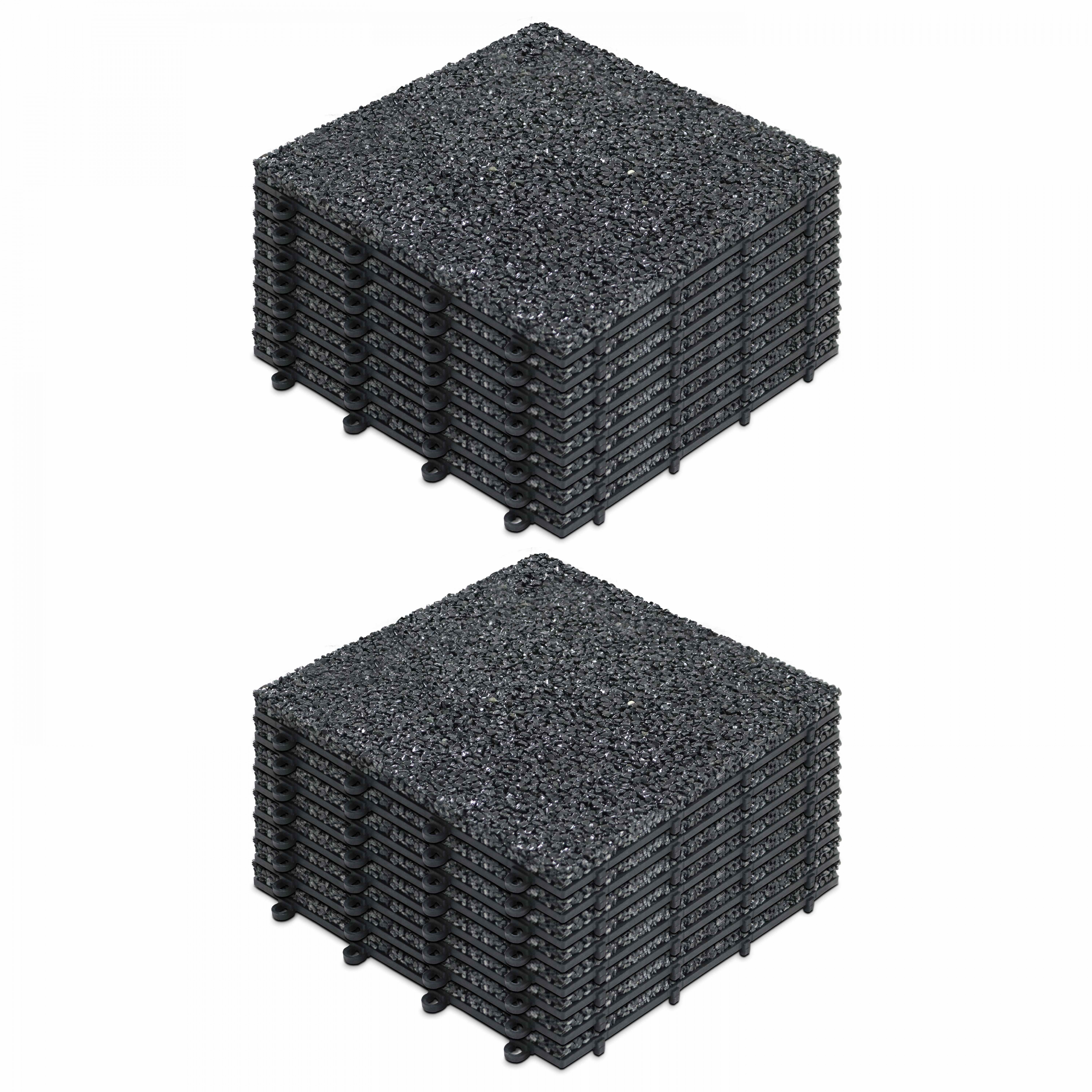 Dalles de terrasse clipsables en gravillon (30x30x2,5 cm) - Vendues par lot - Gravillon