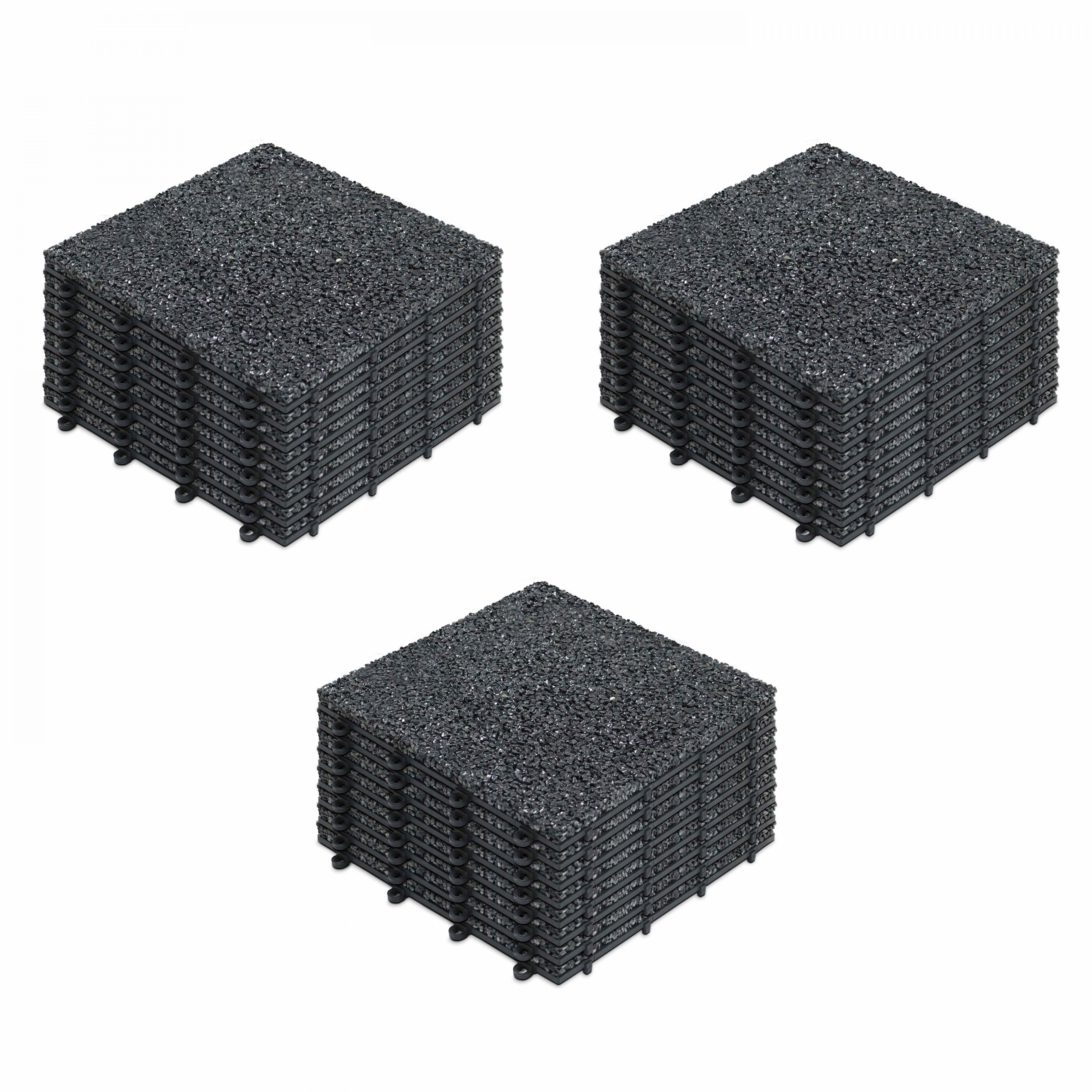 Dalles de terrasse clipsables en gravillon (30x30x2,5 cm) - Vendues par lot - Gravillon
