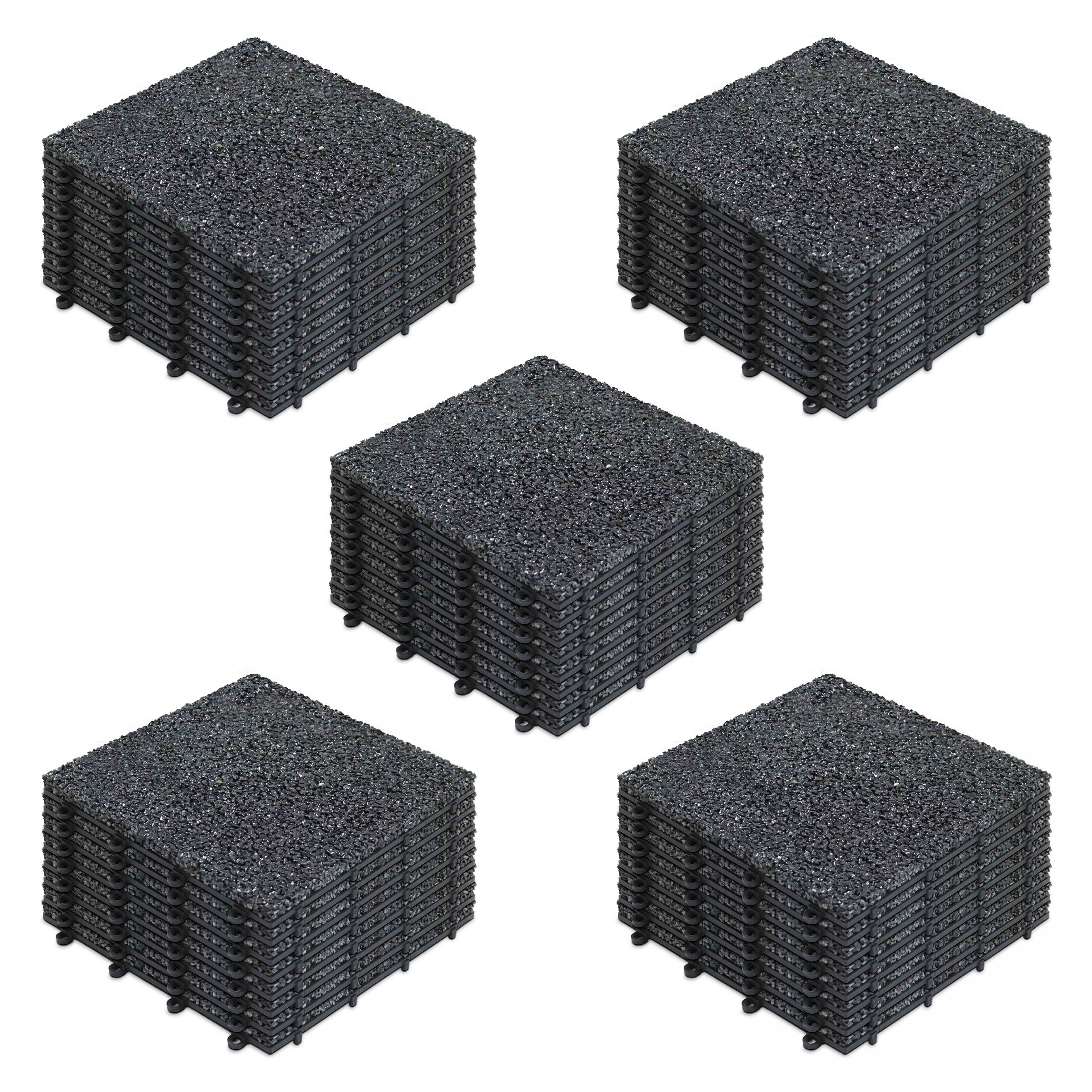 Dalles de terrasse clipsables en gravillon (30x30x2,5 cm) - Vendues par lot - Gravillon