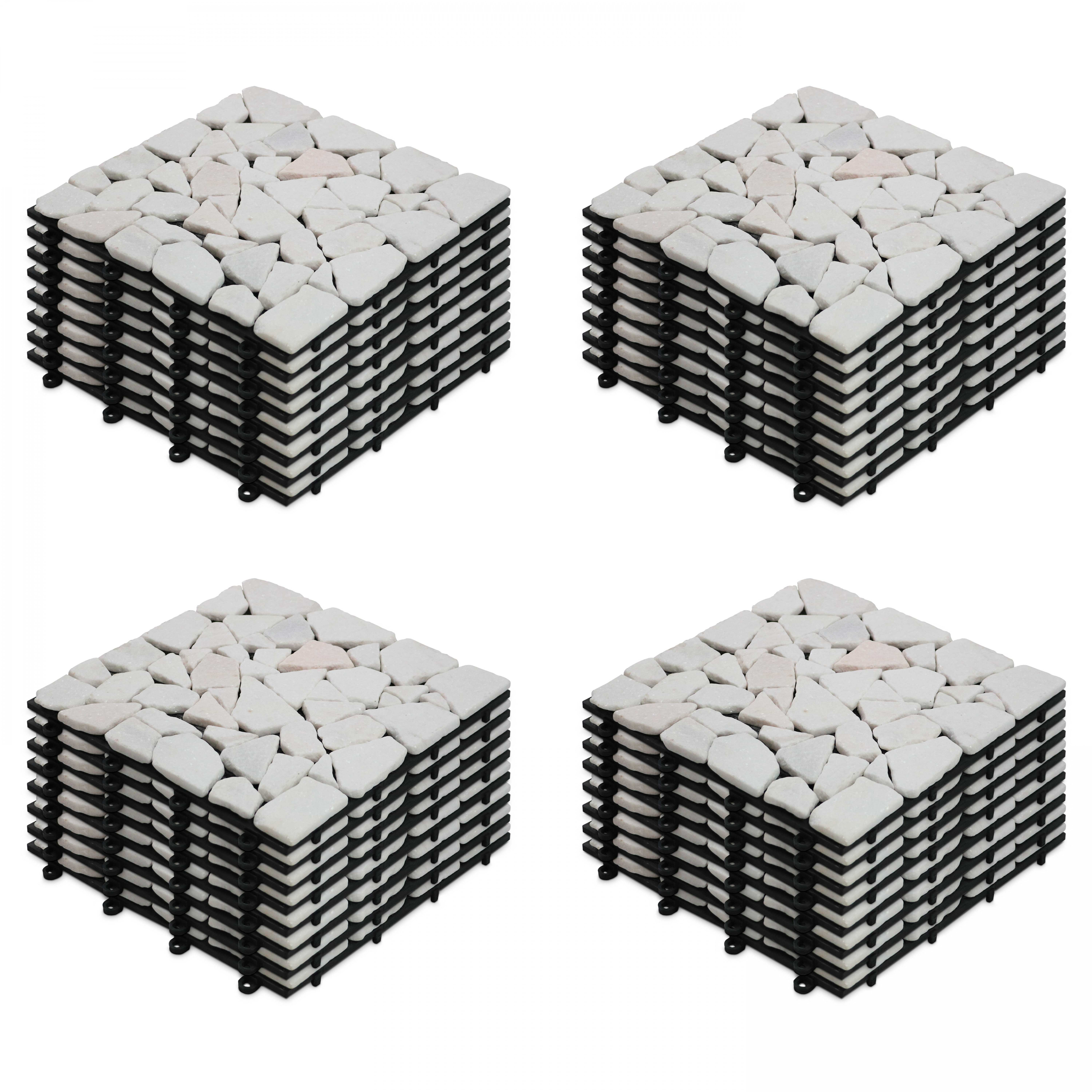 Dalles de terrasse clipsables en galets de marbre (30x30x2,5 cm) - Vendues par lot - Galet marbre